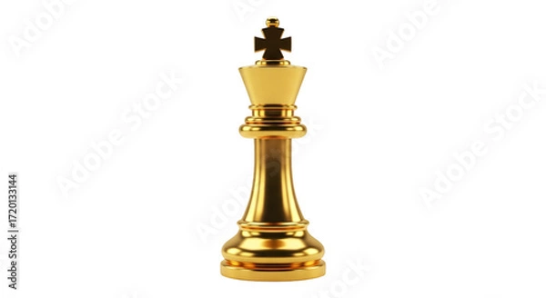 Fototapeta Golden Chess King Piece on Black Background