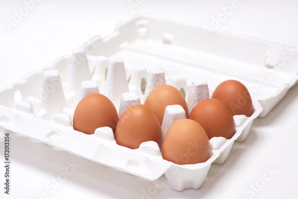 Obraz Egg Pack Isolated on White Background 