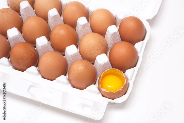Obraz Egg Pack Isolated on White Background 