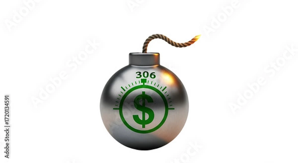 Fototapeta Money Bomb with Timer and Dollar Sign