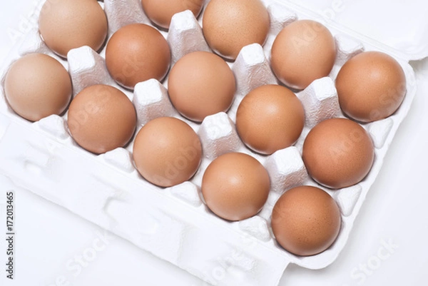 Obraz Egg Pack Isolated on White Background 