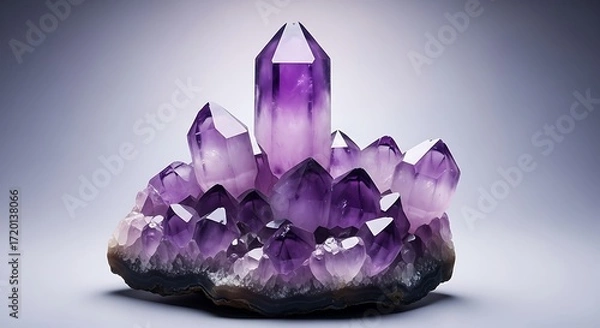 Fototapeta Stunning Amethyst Geode Cluster with Deep Purple Crystals