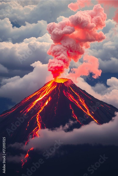 Fototapeta Crimson Fires of the Volcanic Realm