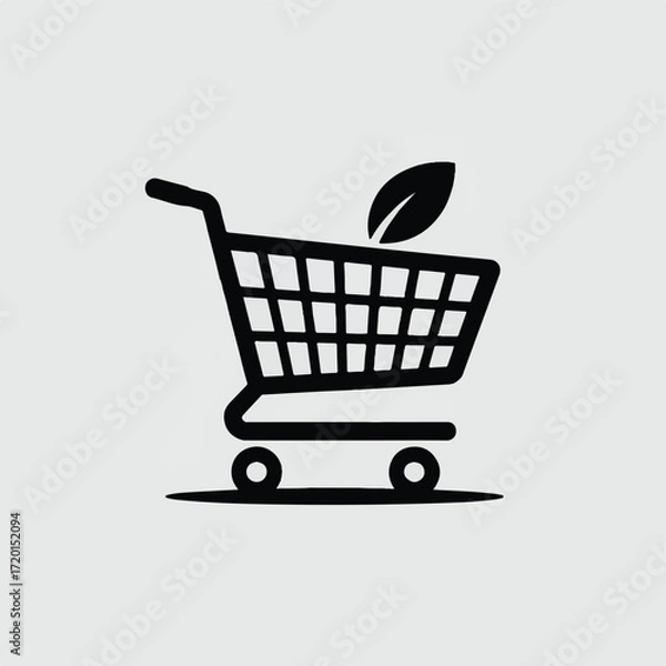 Obraz Shopping Cart Silhouette Vector — High-Quality Black Icon