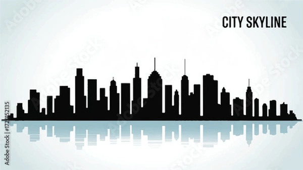 Obraz City Skyline Silhouette Vector — High-Quality Black Icon