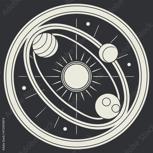 Fototapeta Yin yang symbol with floral pattern on black background design illustration