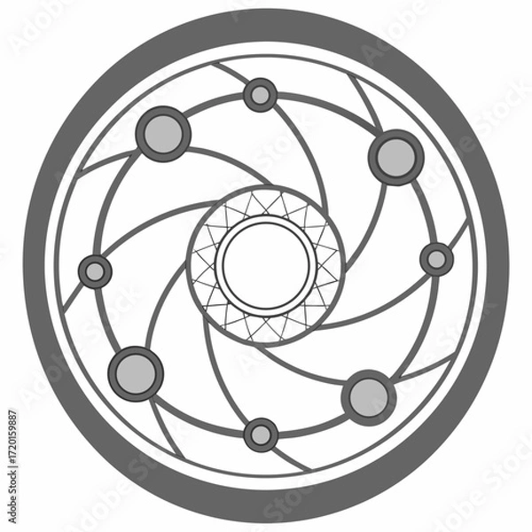 Fototapeta Abstract vector background with blue circles and atomic sphere pattern