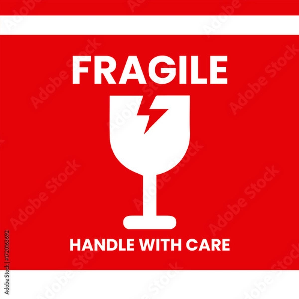 Fototapeta Fragile sticker for parcel courier logistics