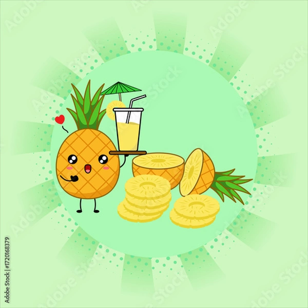 Fototapeta Cute pineapple cartoon.Vector illustration design. EPS 10.