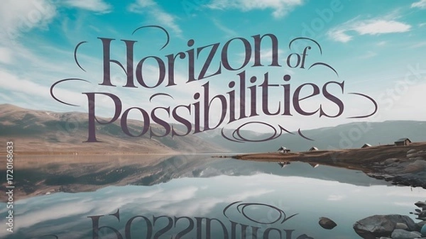 Fototapeta Digital Art with the Inscription "Horizon of Possibilities" For Flyer, Advertisement, Advertising, Marketing, Visual Art, Cell Phone Screen, Tablet Screen, Computer Screen, Background, , 9:16 and 16:9