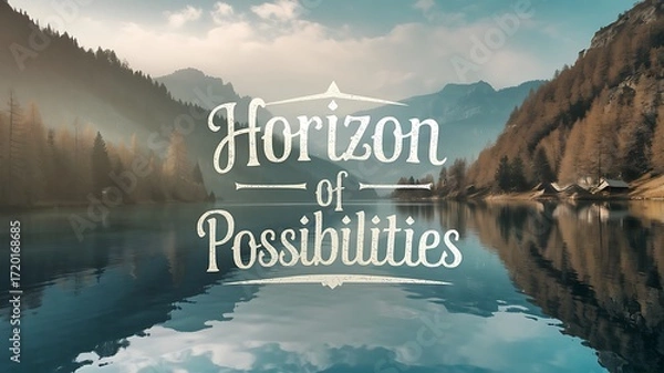 Fototapeta Digital Art with the Inscription "Horizon of Possibilities" For Flyer, Advertisement, Advertising, Marketing, Visual Art, Cell Phone Screen, Tablet Screen, Computer Screen, Background, , 9:16 and 16:9