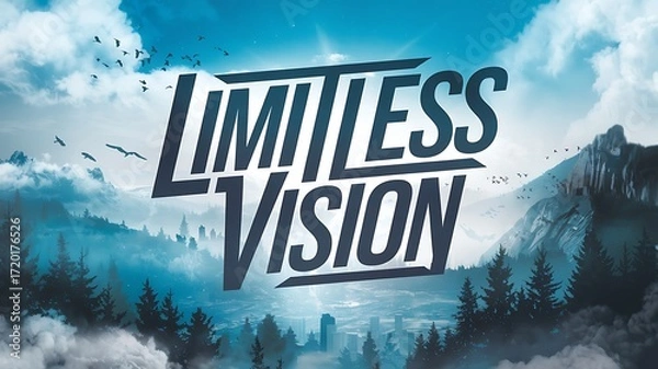 Fototapeta Digital Art with the Inscription "Limitless Vision" For Flyer, Advertisement, Advertising, Marketing, Visual Art, Cell Phone Screen, Tablet Screen, Computer Screen, Background, , 9:16 and 16:9 Format