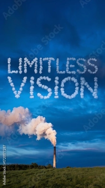 Fototapeta Digital Art with the Inscription "Limitless Vision" For Flyer, Advertisement, Advertising, Marketing, Visual Art, Cell Phone Screen, Tablet Screen, Computer Screen, Background, , 9:16 and 16:9 Format