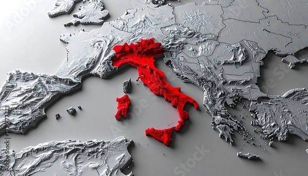 Obraz 3D highlighted Italy map