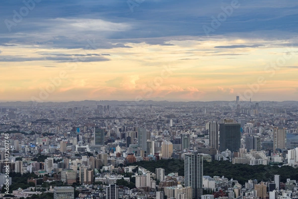 Fototapeta 夕方の大都会