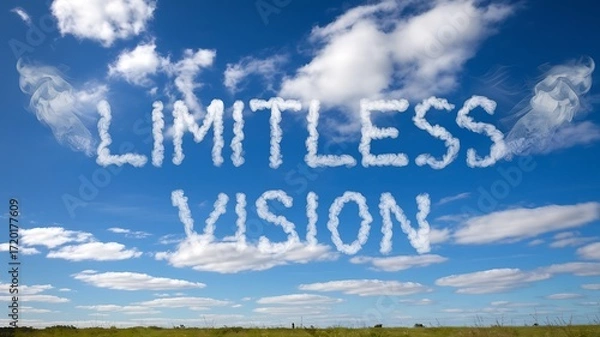 Fototapeta Digital Art with the Inscription "Limitless Vision" For Flyer, Advertisement, Advertising, Marketing, Visual Art, Cell Phone Screen, Tablet Screen, Computer Screen, Background, , 9:16 and 16:9 Format