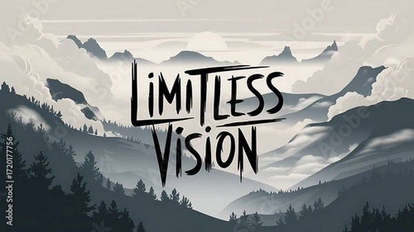 Fototapeta Digital Art with the Inscription "Limitless Vision" For Flyer, Advertisement, Advertising, Marketing, Visual Art, Cell Phone Screen, Tablet Screen, Computer Screen, Background, , 9:16 and 16:9 Format