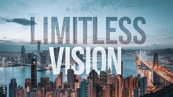 Fototapeta Digital Art with the Inscription "Limitless Vision" For Flyer, Advertisement, Advertising, Marketing, Visual Art, Cell Phone Screen, Tablet Screen, Computer Screen, Background, , 9:16 and 16:9 Format