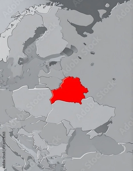 Obraz 3D map highlighting a red country