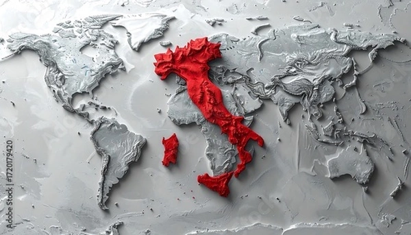 Obraz 3D map highlighting Italy