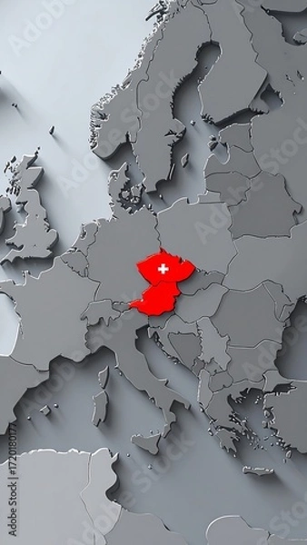 Obraz 3D map highlighting Switzerland (1)