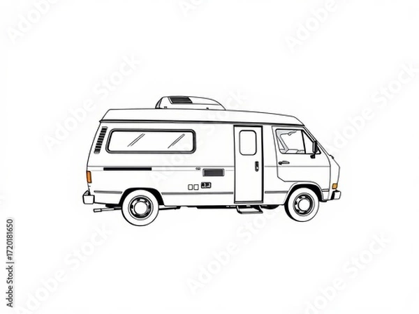 Obraz White camper van illustration with side view  