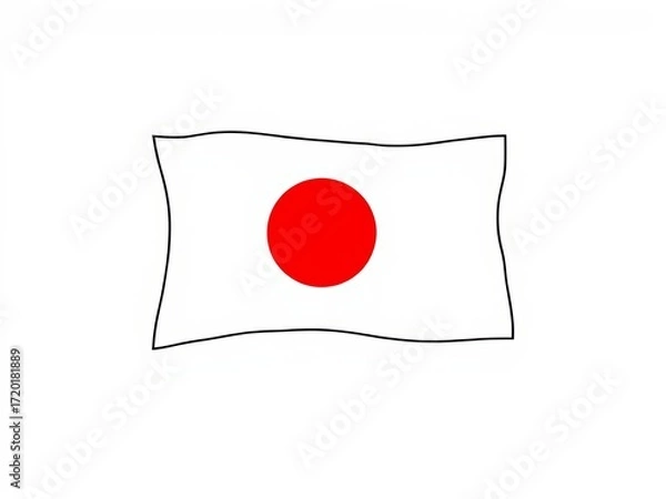 Obraz Japanese flag with red circle on white background  