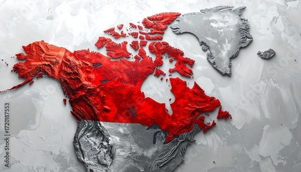 Obraz 3D North America map, textured