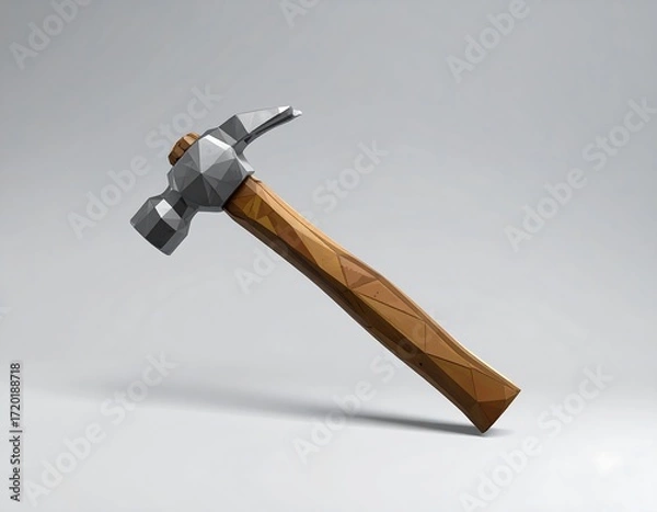 Obraz 3D polygonal hammer on a light gray background
