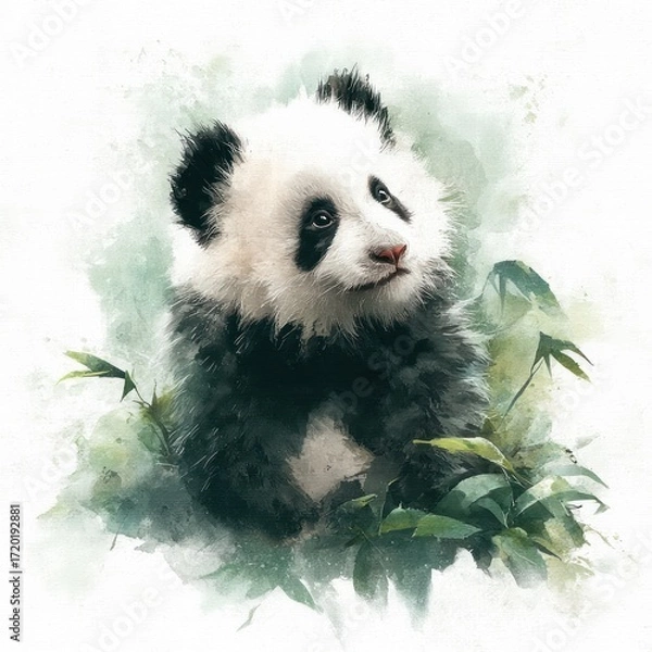 Fototapeta Adorable baby panda illustration