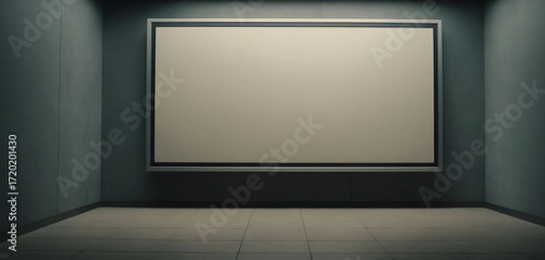 Fototapeta Large Blank Poster Frame on Wall in Minimal Interior