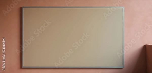 Fototapeta Large Blank Poster Frame on Wall in Minimal Interior