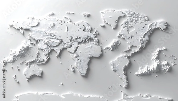 Obraz 3D white world map