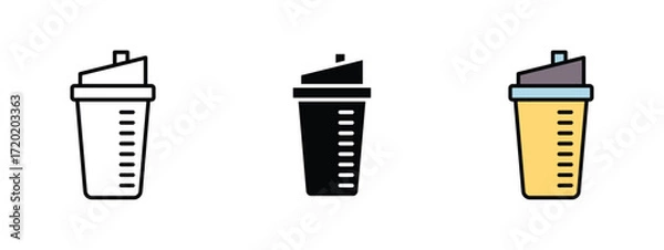 Fototapeta Set of pixel perfect colored Protein Shake icon, 1 Silhouette, 1 Unexpanded, Icon of a protein shake bottle for fitness.