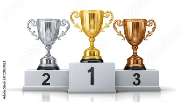 Obraz Competition Success Trophy Collection on Stage.Generative AI