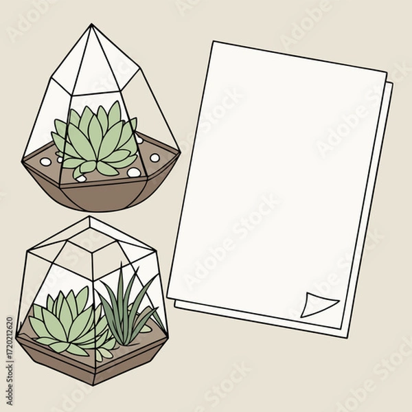 Fototapeta Eco house concept with abstract background and green leaf vector illustration