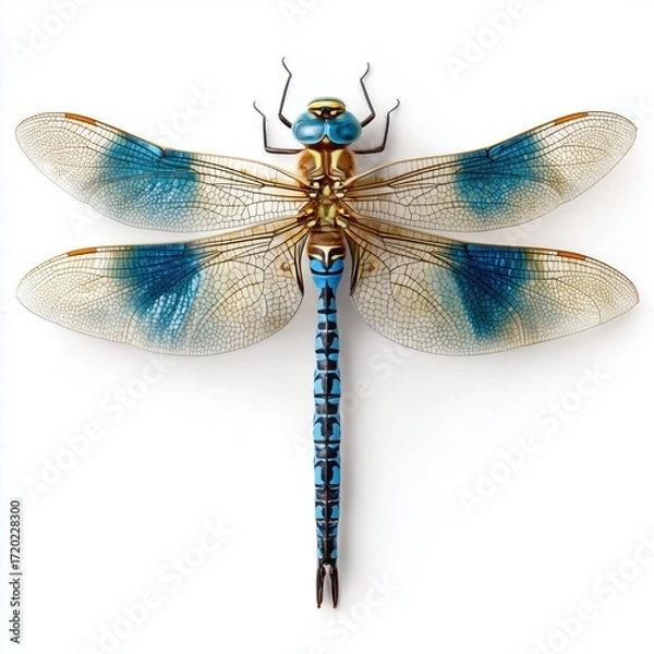Fototapeta Stunning Dragonfly Detail: A Colorful Insect Close-up , PNG isolated cut out image