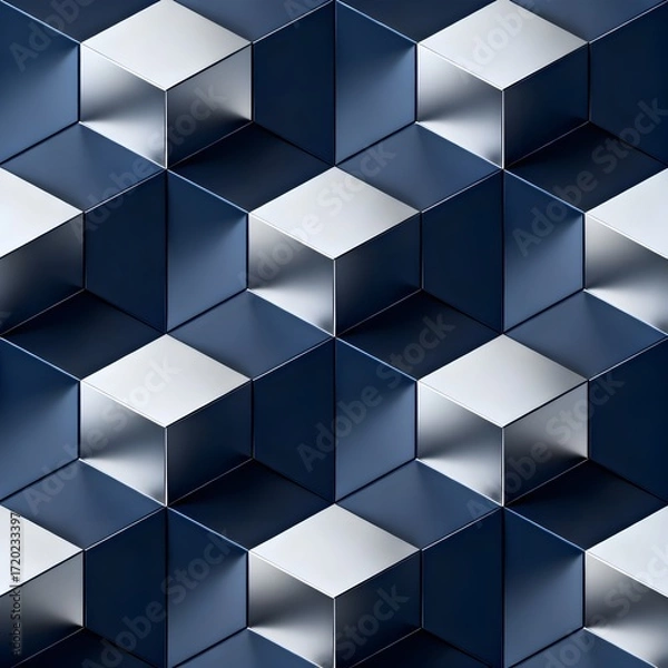 Obraz Geometric Pattern of Metallic Cubes
