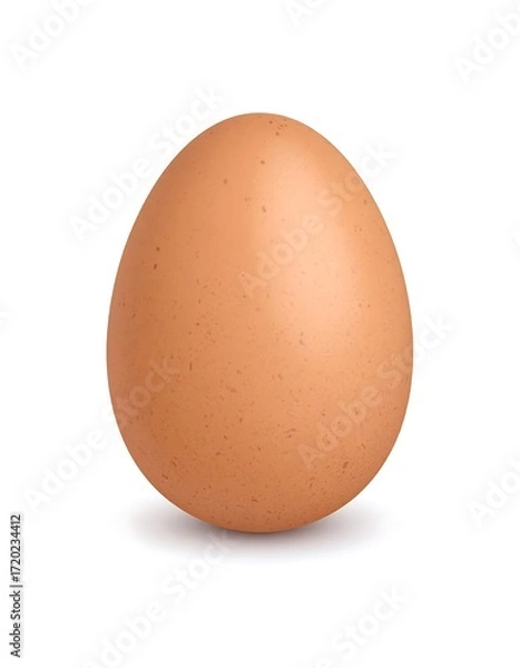 Fototapeta A brown egg against a white background.  Realistic illustration