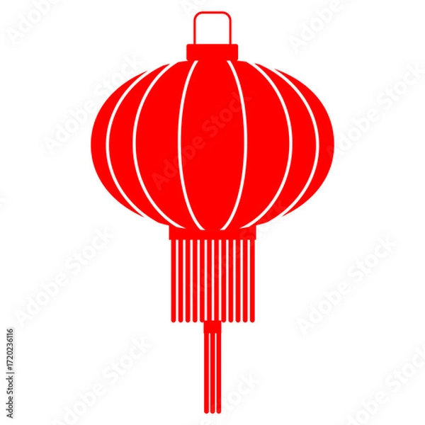 Fototapeta Traditional round red Chinese lantern in red color icon