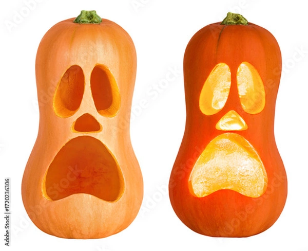 Fototapeta Halloween pumpkin isolated on white background with full depth of field