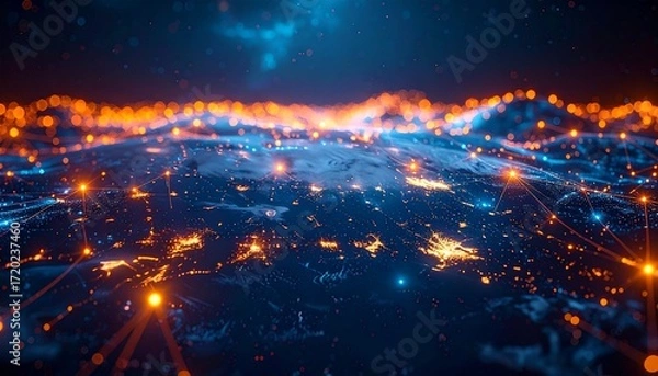 Obraz Global Network Connection Abstract Futuristic Background.