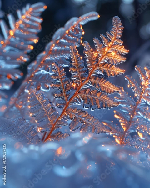 Fototapeta Frozen fern pattern on window