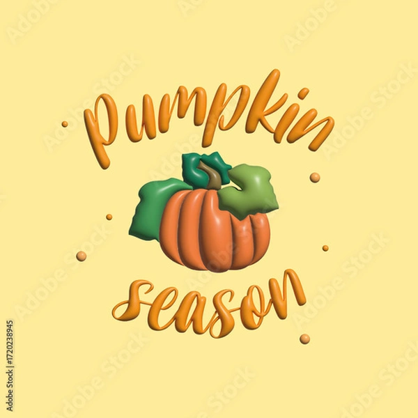 Fototapeta Pumpkin season illustration in 3D graphics effect for social media content, cover, print