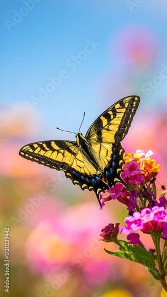 Obraz A butterfly rests on a vibrant flower
