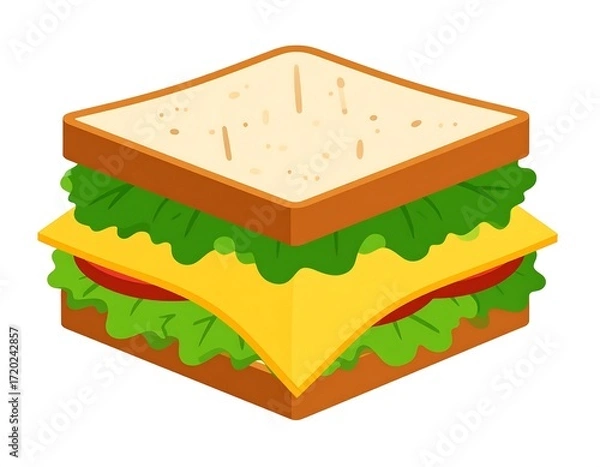 Obraz A cartoon sandwich, cheese and veggies