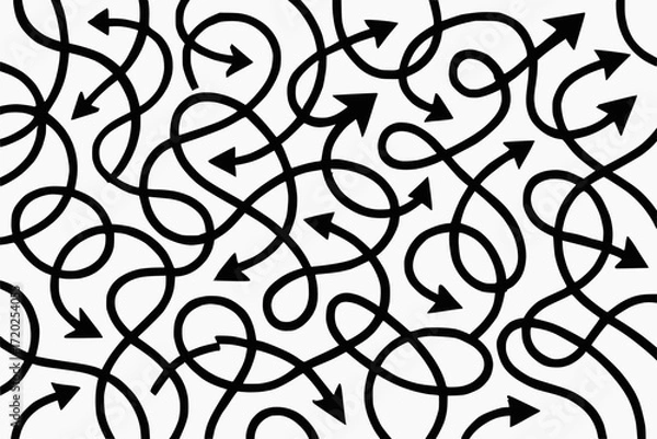 Fototapeta Chaotic Abstract Black Arrow Pattern on White Background for Editorial and Conceptual Design