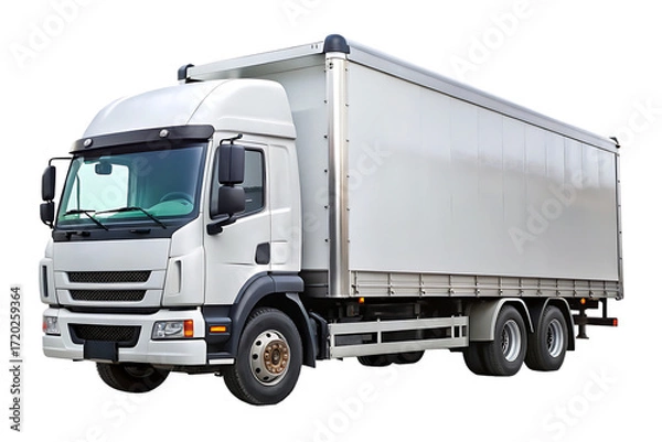 Fototapeta White Delivery Truck with Trailer on Transparent Background lorry freight isolated on a transparent background