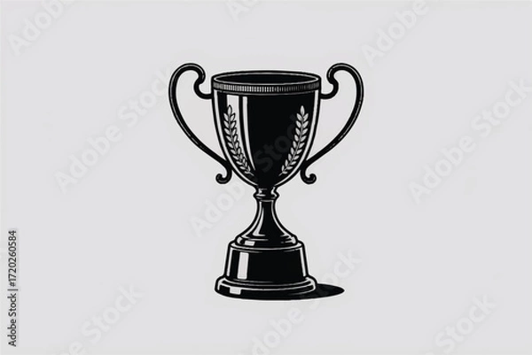 Obraz Trophy Cup Silhouette Vector — High-Quality Black Icon
