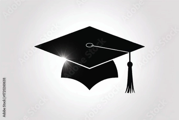 Obraz Graduation Cap Silhouette Vector — High-Quality Black Icon